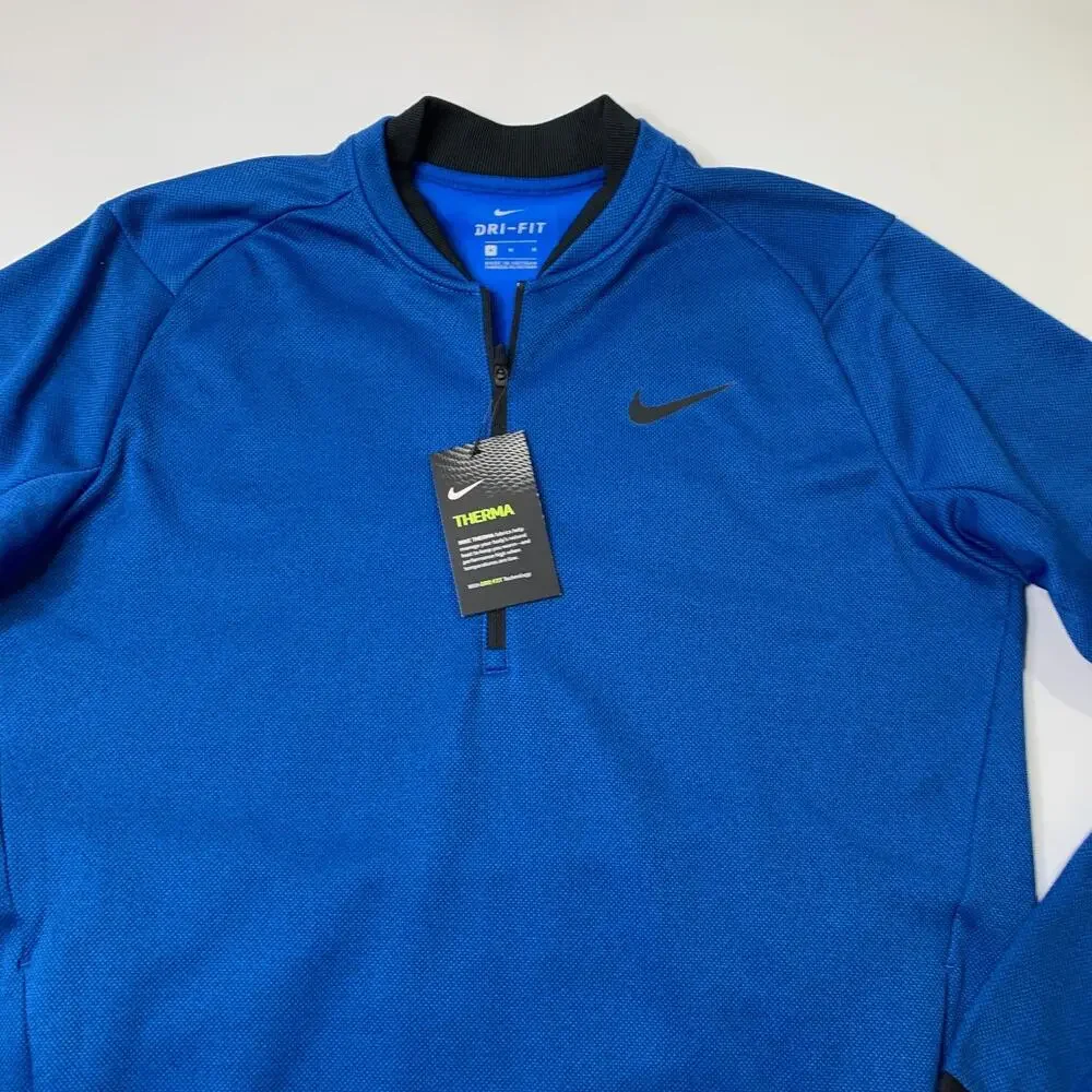 Nike Sweatshirt Mens M Medium Harbor Therma Fit Textured Fleece Half Zip Golf